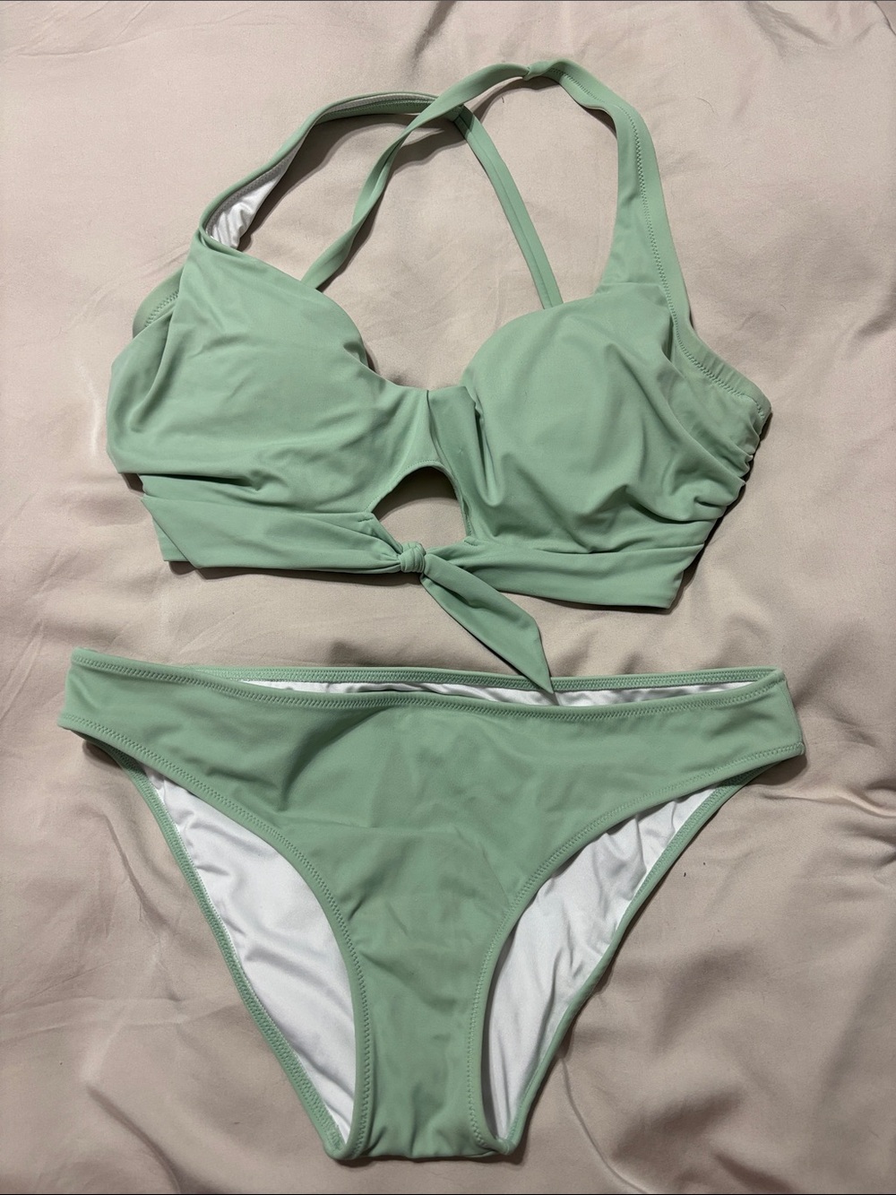 Shade & Shore Mint Green Tie-Front Bikini Set